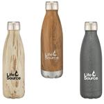 DH5736 16 Oz. Stainless Steel Woodtone Vacuum Bottle With Custom Imprint